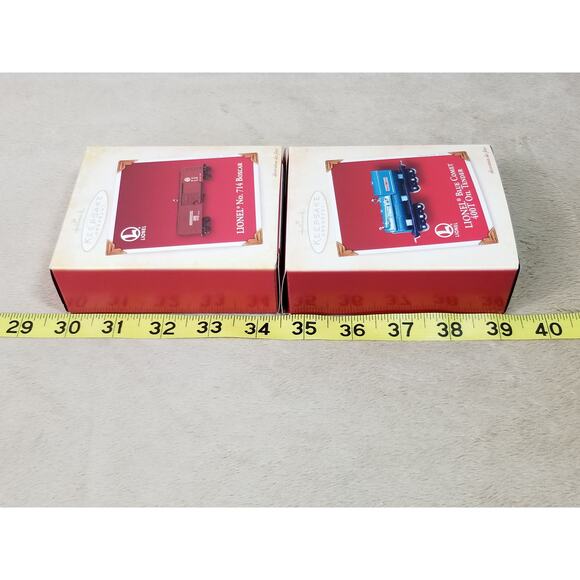 Christmas Tree Ornament Train Blue Comet 2002 Boxcart 2005 Lionel New In Box x2 - Picture 13 of 13